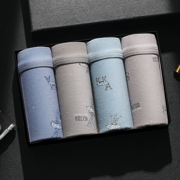 

underpants 4pcs/lot underwear men boxer cotton short male print s soft breathable shorts wear k86a, Black;white