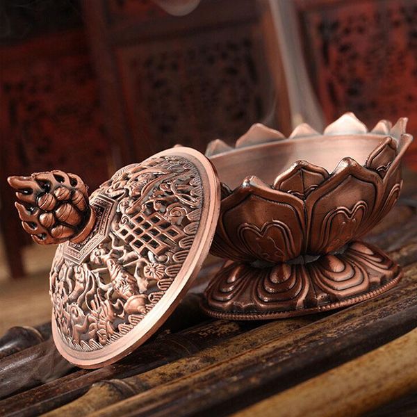 

fragrance lamps chinese buddha alloy incense burner holder lotus censer home decor furnace for decoration