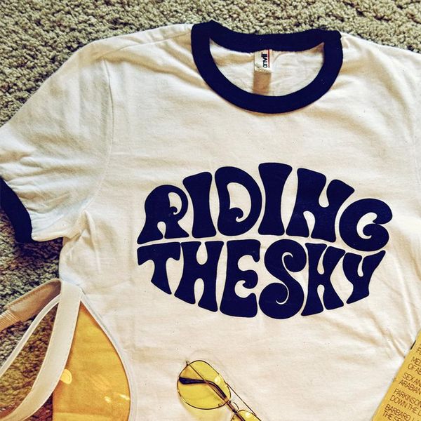 

women riding the shy vintage graphic shirt oversize loose letters tee short sleeve harajuku casual 70s 80s tumblr, White