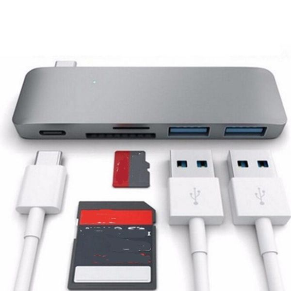 

hubs 5 in 1 usb-c hub type-c to usb 3.0+pd+sd+tf card reader hub, 3.0 ports power multifunctional notebook dock