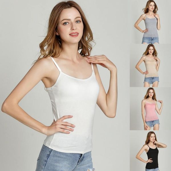 

women's tanks & camis 2021 summer tank women casual solid strap round neck ladies sleeveless vest female camisoles fn60, White