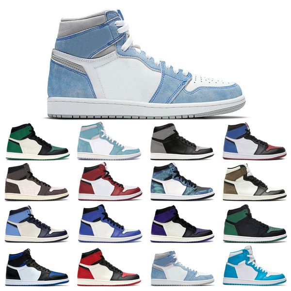 

1s man's basketball shoes turbo green hyper royal unc dark mocha obsidian tie dye court purple bred toe shadow twist university blue sp