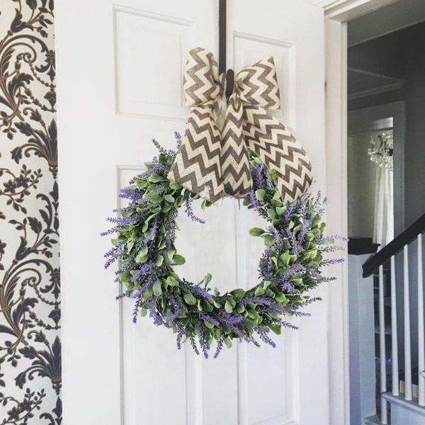 

decorative flowers & wreaths 1pc romantic garden artificial lavender wreath front door home decor wedding decoration