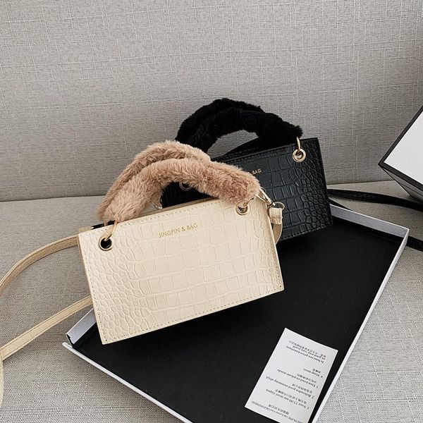 

women's bag fashion trend chain square handbag crossbody textured crocodile pattern portable shoulder bags for women cross body