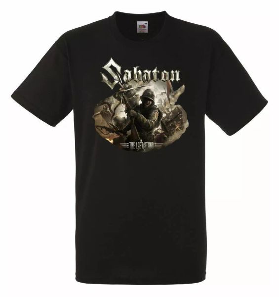 

sabaton the last stand black mens t-shirt men rock band tee shirt, White;black