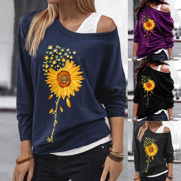 

fashion hoodies women's fake two piece long sleeve solid color suower printed sweater, Black