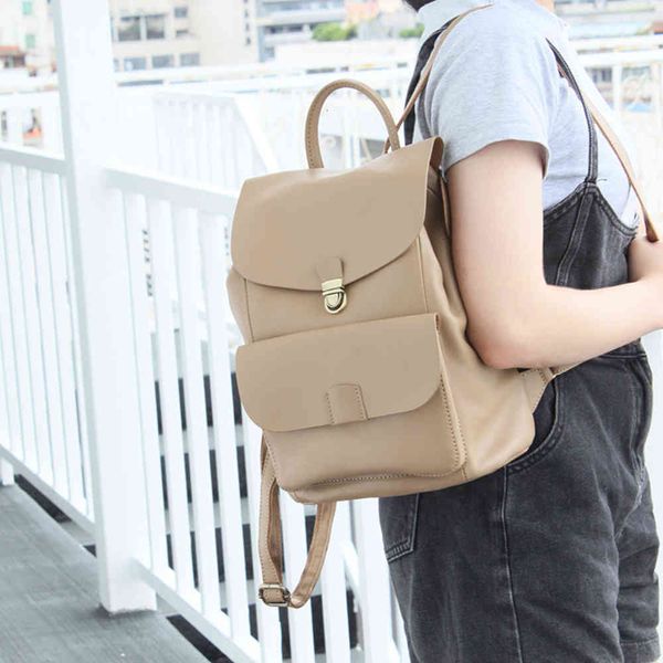 

soft leather women's literary backpack vegetable tanned leisure trend