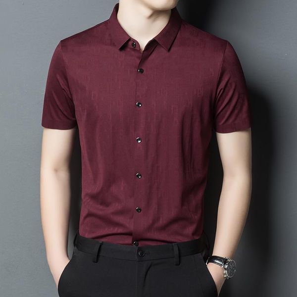 

men's casual shirts 2021 men business summer short sleeve formal smart fashion style male clothing, White;black