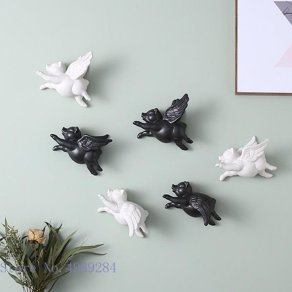 

decorative objects & figurines creativity ceramics piggy background wall ornaments cartoons black and white simulation animal children'