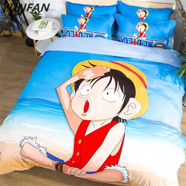 

bedding sets anime one piece 3d cartoon blue boys designer king  full twin size kids duvet covet set lovely quilt cover