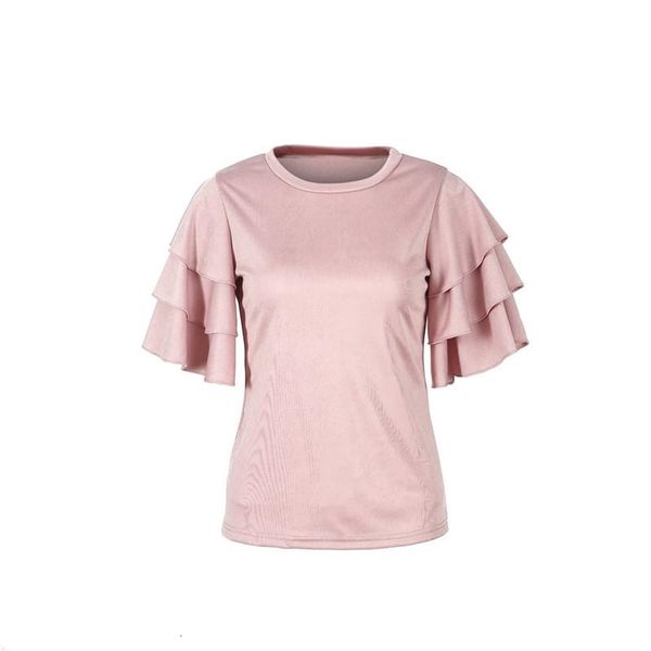 

& office lady blouse summer fashion women ruffles sleeve solid slim shirts casual chiffon ladies shirt blusa clothes women's blouses, White