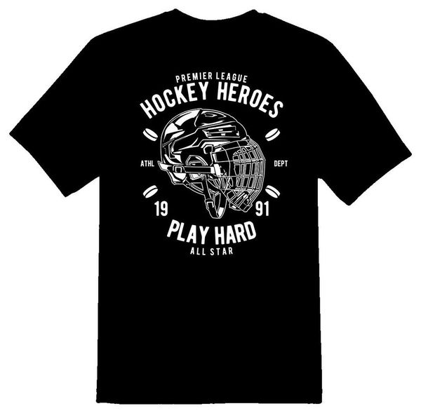 

hockey heroes play hard tee shirt black or white, White;black