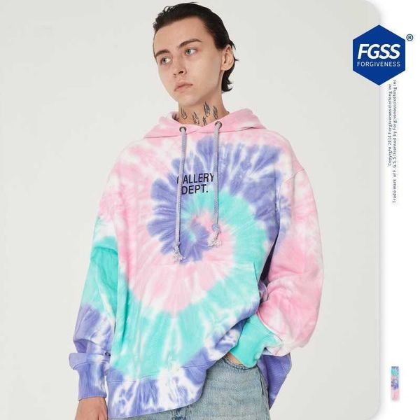 

fgss men's wear | 2020 autumn and winter new trend harajuku style color tie dye letter printing loose sweater men, Black