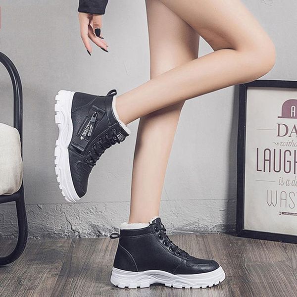 

boots women snow keep warm anti-slip soft sole plush lined winter ankle booties tc21, Black