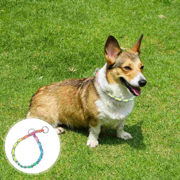 

cat collars & leads 1pc dog pulling rope collar training chain rainbow color pet