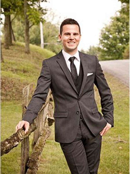 

men's suits & blazers custom made dark grey groom tuxedo,bespoke 2-button notch lapel gray wedding, White;black