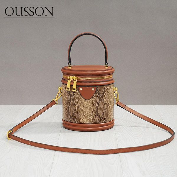 

evening bags ousson design cylindrical leather tote handbag exquisite female retro crossbody barrel-shaped bag for woman