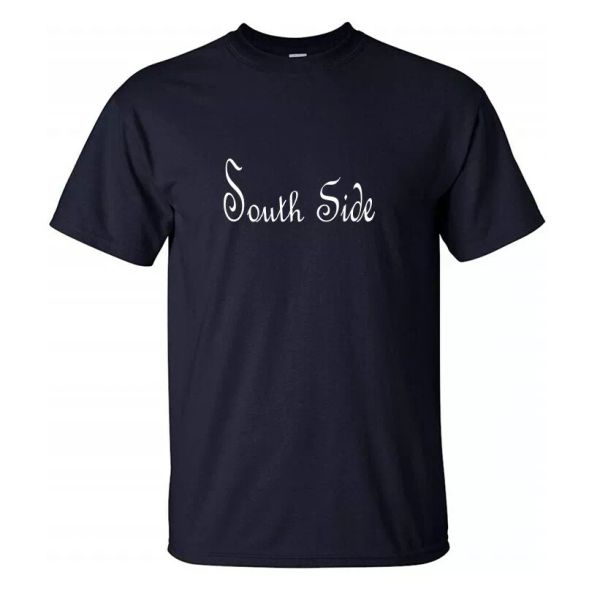 

South Side Script T-Shirt City Rep Southside Swag Coast Ca Navy Blue Tee Shirt, White;black