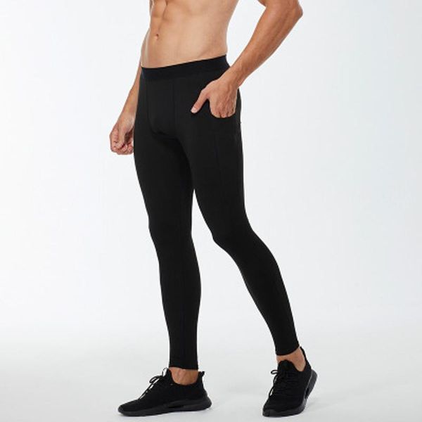 

men's compression running leggings plus velvet gym trouser pockets training pants fitness quick-drying wicking tight, Black;blue