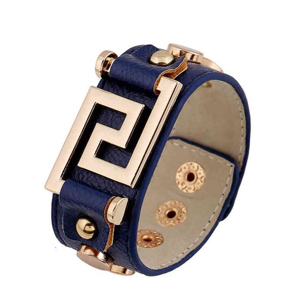

kirykle fashion women bracelet punk wide geometric gold leather s & bangles for cuff statement jewelry, Golden;silver