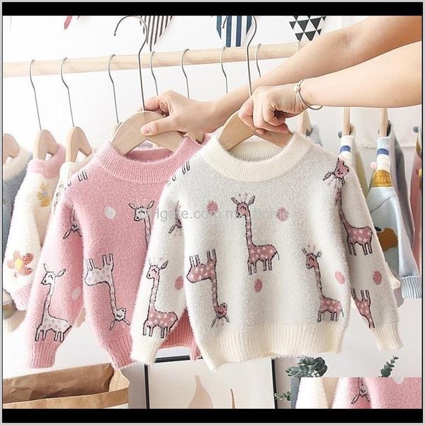 Pullover Abbigliamento Baby Kids Maternità Drop Delivery 2021 Ragazza Natale Abbigliamento invernale Toddler Baby Cartoon Giraffa Maglioni carini Ragazze lavorate a maglia