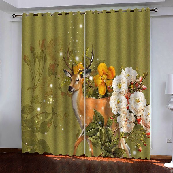 2021 Custom Alta Qualidade Blackout Curtain Photo Impressão Cortinas Para Sala de estar Quarto Janela Animal Flores