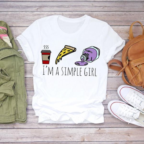 

summer fingernail coffee letters womens fashion print ladies graphic female tee, White