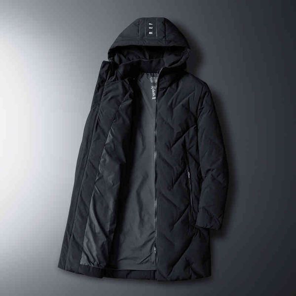 

Fashion Winter Men's White Duck Down et Windproof Warm Hooded Coat Zipper Multi-pockets Fce Thick Male Long Overcoats 8XL, Black;white