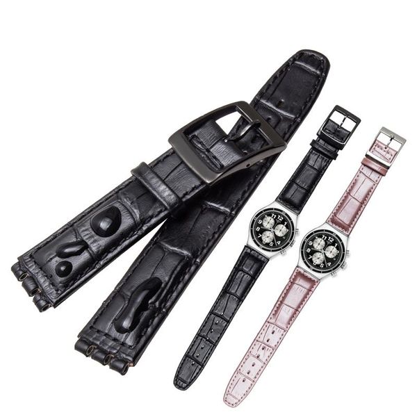 

watch bands genuine leather straps 17mm with stainless steel clasp, Black;brown