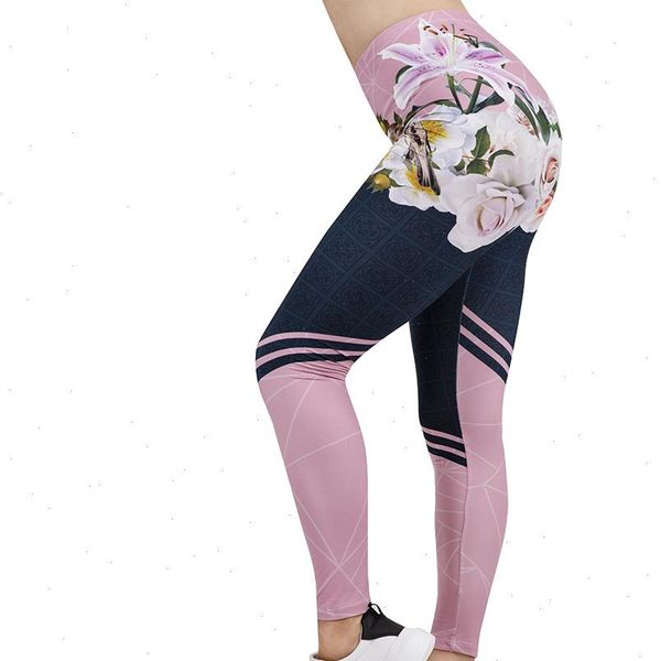 

spring in bloom 3d womens legging printing leggins slim high elasticity legins fitness leggings female pants, Black