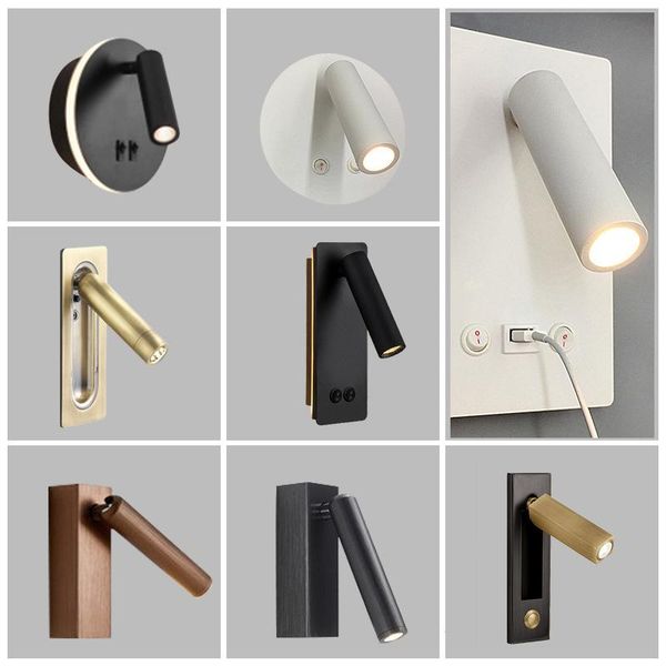 

wall lamp el led bedroom living room reading rotatable bedside engineering