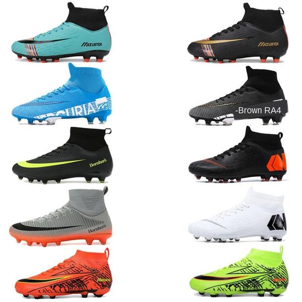 

boots indoor breathable soccer shoes mens football high ankle training cleats sneakers kids original turf, Black