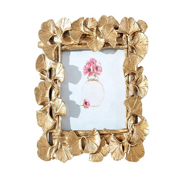 

frames 5/6 inch creative po frame ginkgo leaf picture square pendant resin painted golden for table desk cadre display