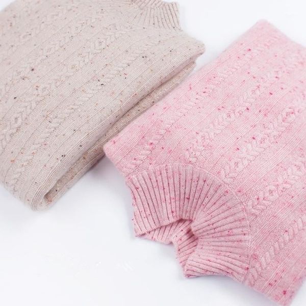 

women's sweaters 100%goat cashmere double layer clip yarn dots twisted thick knit women fashion pullover sweater high collar eu/s-2xl, White;black