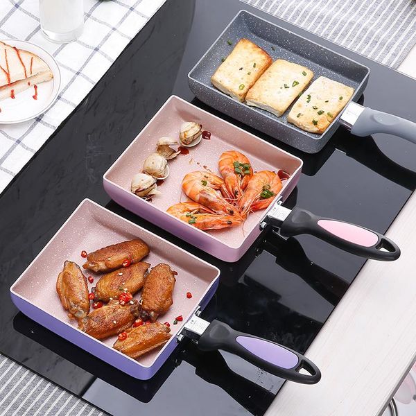 

japanese class frying omelet fried eggs square pan high-quality aluminum non-stick multi color general use pans
