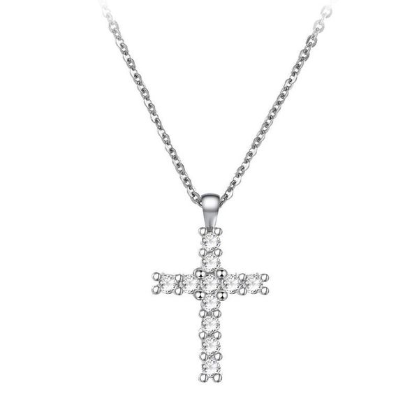 

pendant necklaces vintage fashion cubic zircon cross pendants color christian jesus jewelry for women accessories gift, Silver