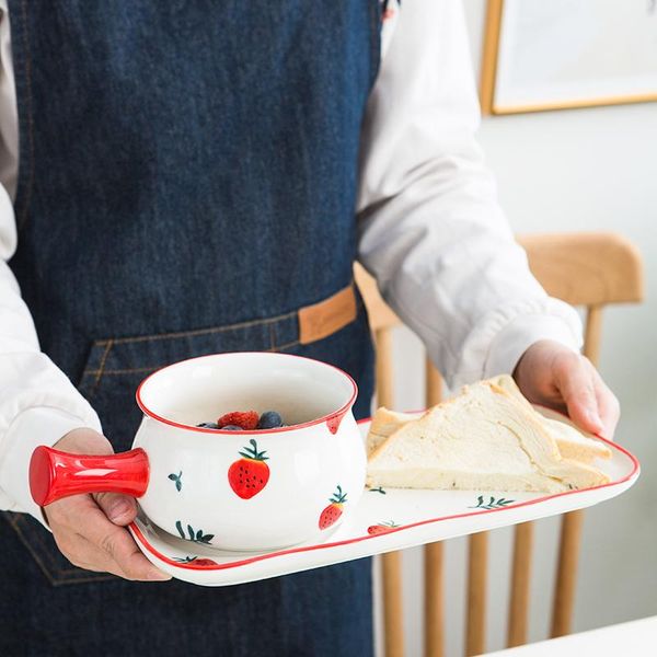 

red and blue plates for fruit heat insulation cutlery baking tray ceramics bowl bowls