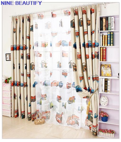 

cartoon fashion cars printed blackout curtains for children room cortina sheer curtain kids & drapes