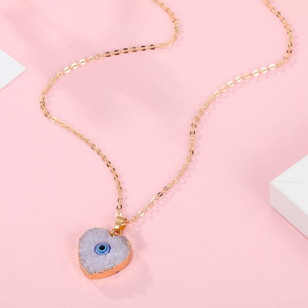 

s2447 fashion jewelry evil eye necklace resin love heart round blue eyes pedant necklaces, Silver