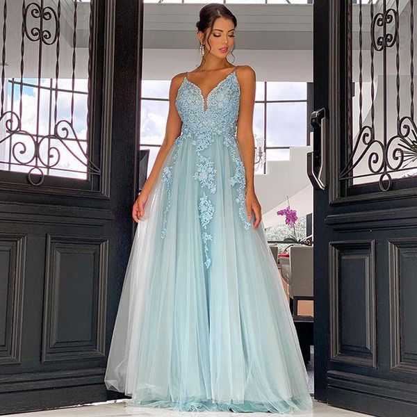 

arabic aso ebi a line long lace evening dresses with appliques spaghetti backless floor length formal prom party gowns, Black;red