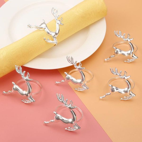 

napkin rings 6pcs alloy deer table decoration christmas holiday party wedding banquet dinner serviette buckles holder 4 colors