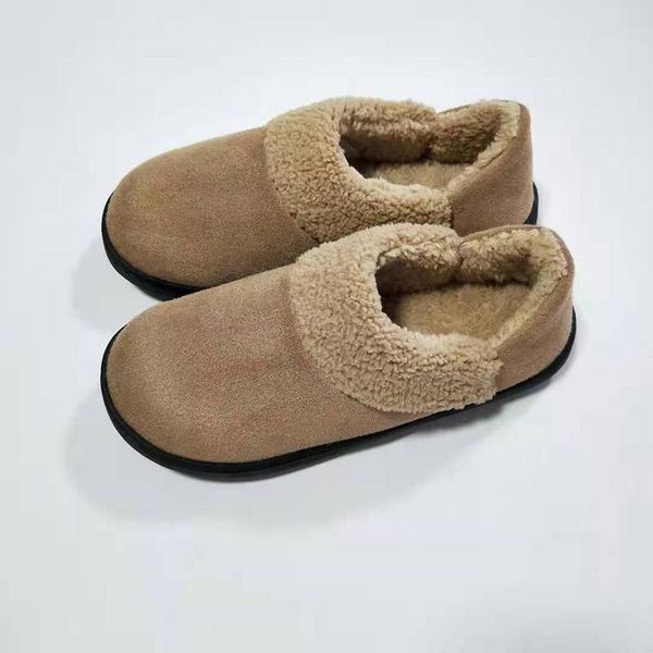 

slippers 2021 turned-over edge memory foam flat heel slides fur women footwear men couple home shoes warm thick plush cotton y, Black
