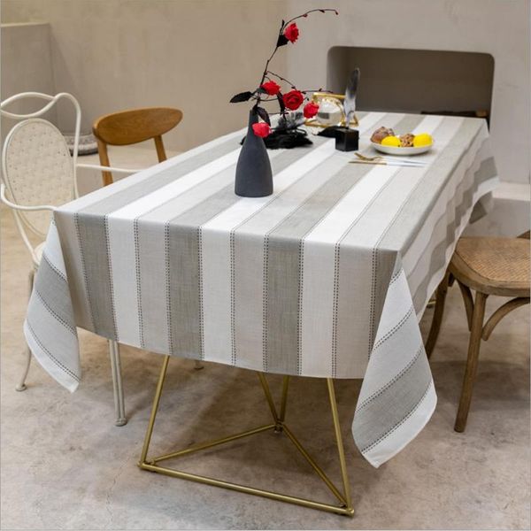 

table cloth striped tablecloth cotton linen japanese tassel cover art coffee pad