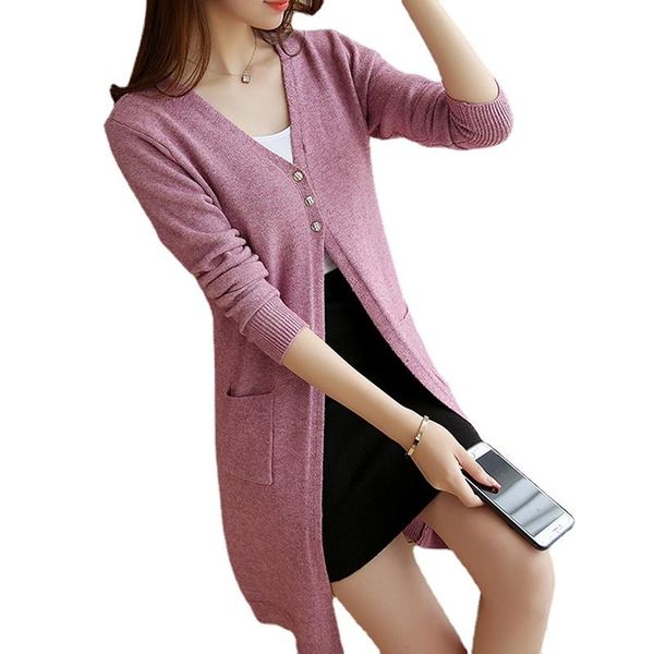 

women's knits & tees women long cardigans for autumn winter warm oversize poncho korean knit jacket sueter mujer solid 2021 coat, White