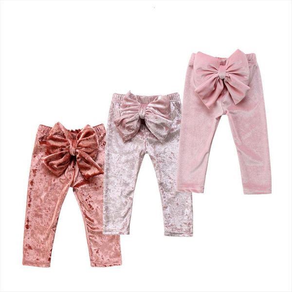 

toddler kids baby girls princess velvet bowknot bow cute bottoms pants leggings patchwork clothes, Blue