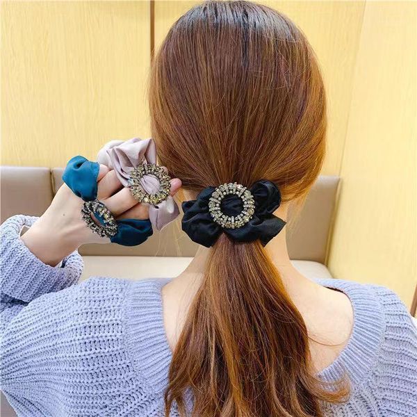 

autumn and winter heavy industry model temperament satin alloy czech rhinestone meatball head large intestine ring1