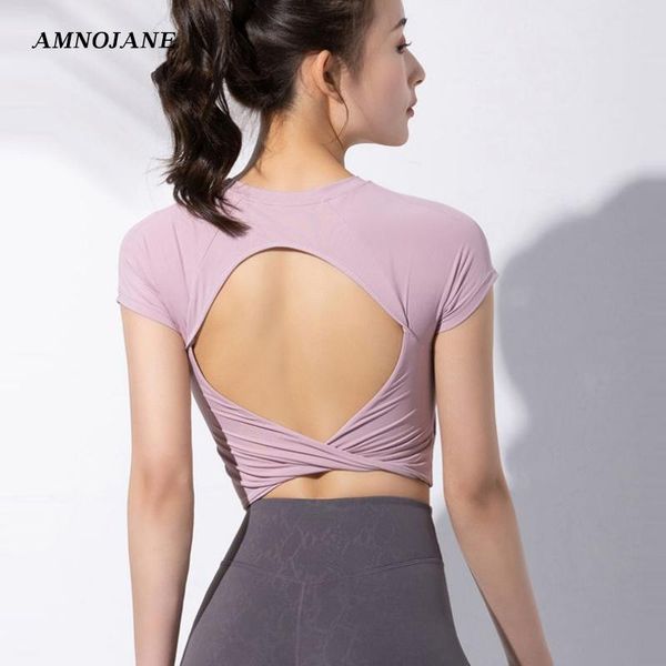 

open back yoga tank with built in bra sports gym shirts for women jogging fitness t shirt black crop clothing outfit