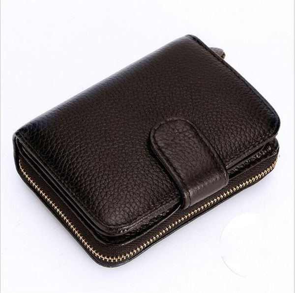 

card holders layer cowhide driving license wallet rfid men true pickup bag female anti-theft brush zipper multifunctional holder wal, Brown;gray