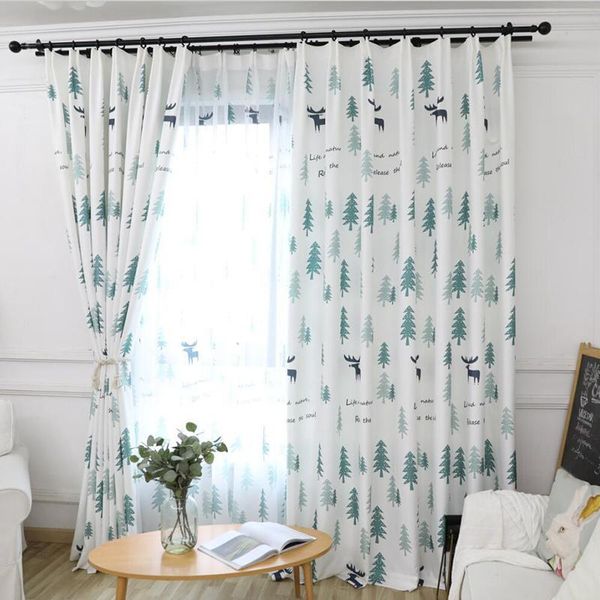 

curtain & drapes melunmhom modern simple green pine forest blackout curtains for living room cartoon cute deer children's bedroom windo