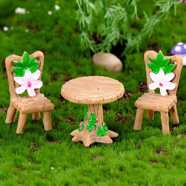 

decorative objects & figurines 3pcs resin terrarium garden table chair figurine micro landscape ornament fairy diy miniature craft supplies